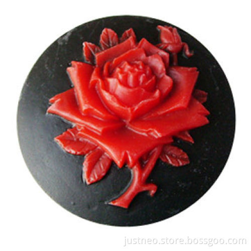 40mm Vintage Resin Rose Cameos, Flat Back Cabochon Beads